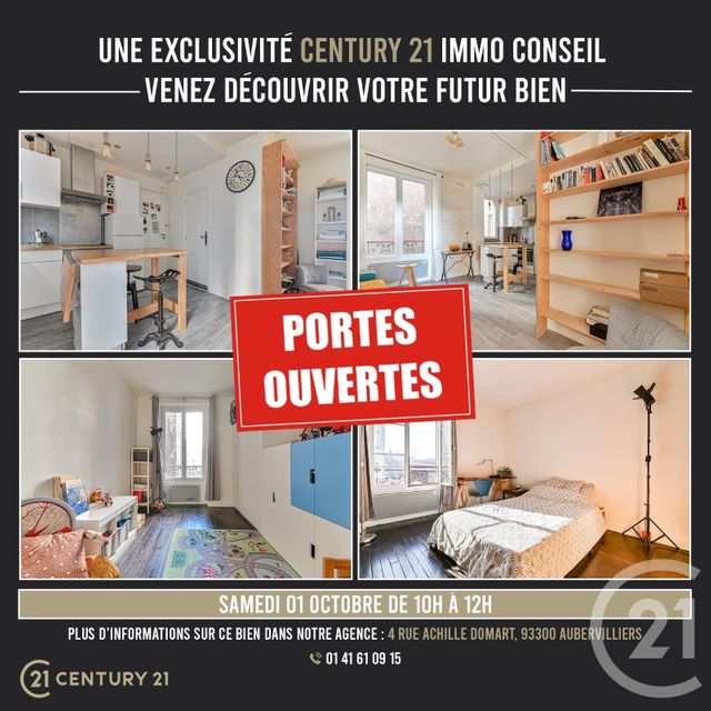 Appartement F3 à vendre - 3 pièces - 49.0 m2 - AUBERVILLIERS - 93 - ILE-DE-FRANCE - Century 21 Immo Conseil