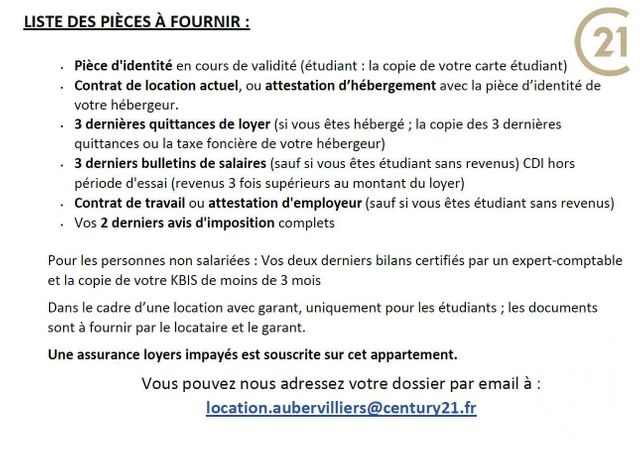 Appartement F1 à louer - 1 pièce - 25.76 m2 - LE BOURGET - 93 - ILE-DE-FRANCE - Century 21 Immo Conseil